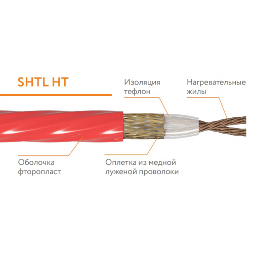Греющий кабель ТЕПЛОЛЮКС SHTL-HT 1,02 Ом/м 25 Вт/м 45 м 220 В