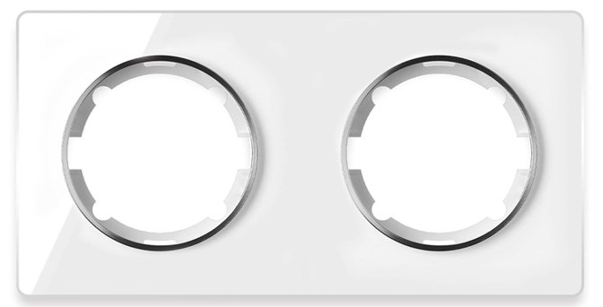 Рамка горизонтальная стеклянная двойная OneKeyElectro Garda 2E52201300, белый