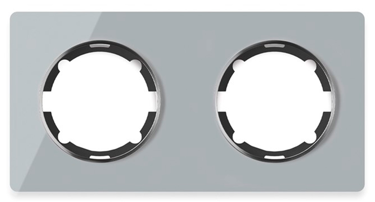 Рамка горизонтальная стеклянная двойная OneKeyElectro Garda 2E52201302, серый