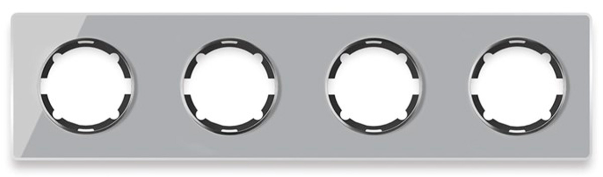 Рамка горизонтальная стеклянная на 4 прибора OneKeyElectro Garda 2E52401302, серый