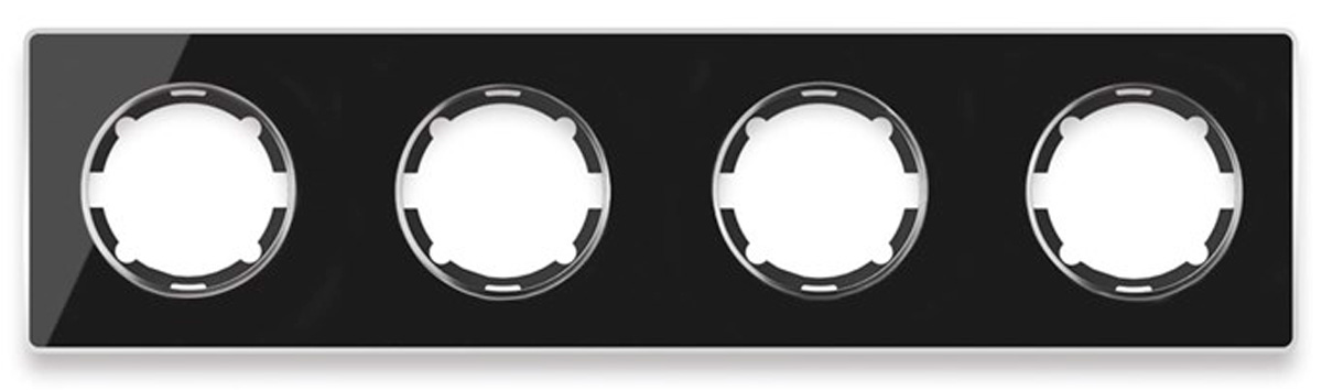 Рамка горизонтальная стеклянная на 4 прибора OneKeyElectro Garda 2E52401303, чёрный