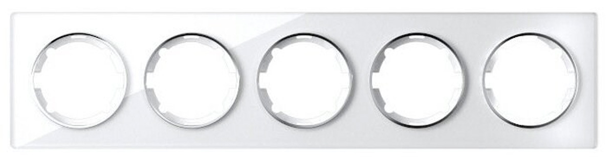 Рамка горизонтальная стеклянная на 5 приборов OneKeyElectro Garda 2E52501300, белый