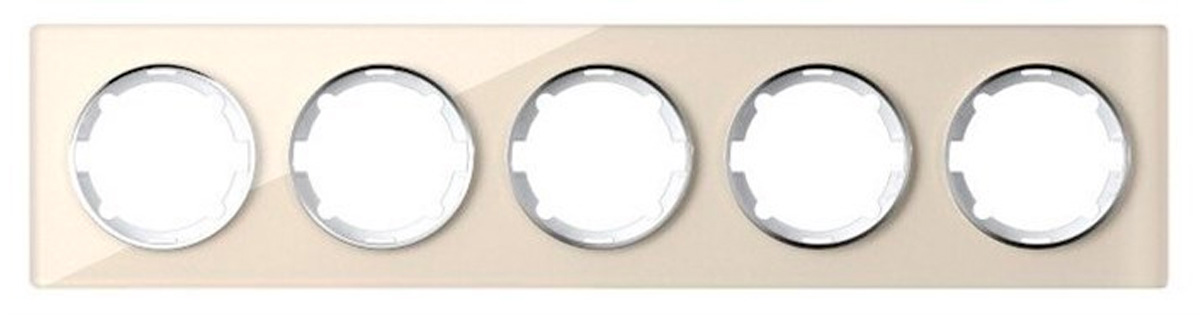 Рамка горизонтальная стеклянная на 5 приборов OneKeyElectro Garda 2E52501301, бежевый