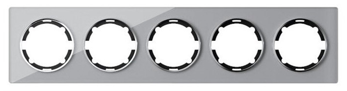 Рамка горизонтальная стеклянная на 5 приборов OneKeyElectro Garda 2E52501302, серый