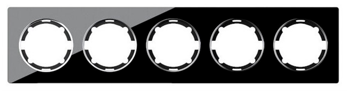 Рамка горизонтальная стеклянная на 5 приборов OneKeyElectro Garda 2E52501303, чёрный