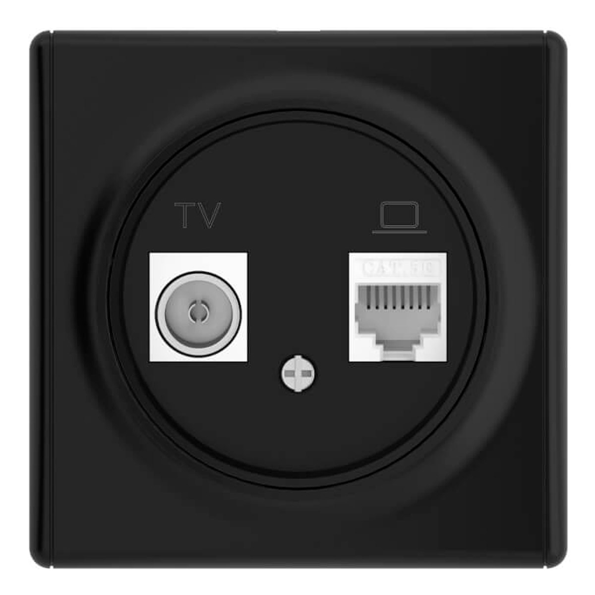 Розетка двойная антенна/компьютер OneKeyElectro Florence TV/RJ45 кат.5e 1E20811303, чёрный
