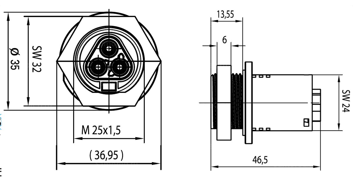 Разъем Wieland Electric gesis RST20i3F B2 M01 SW 96.031.1053.1 розеточный 250В 20А