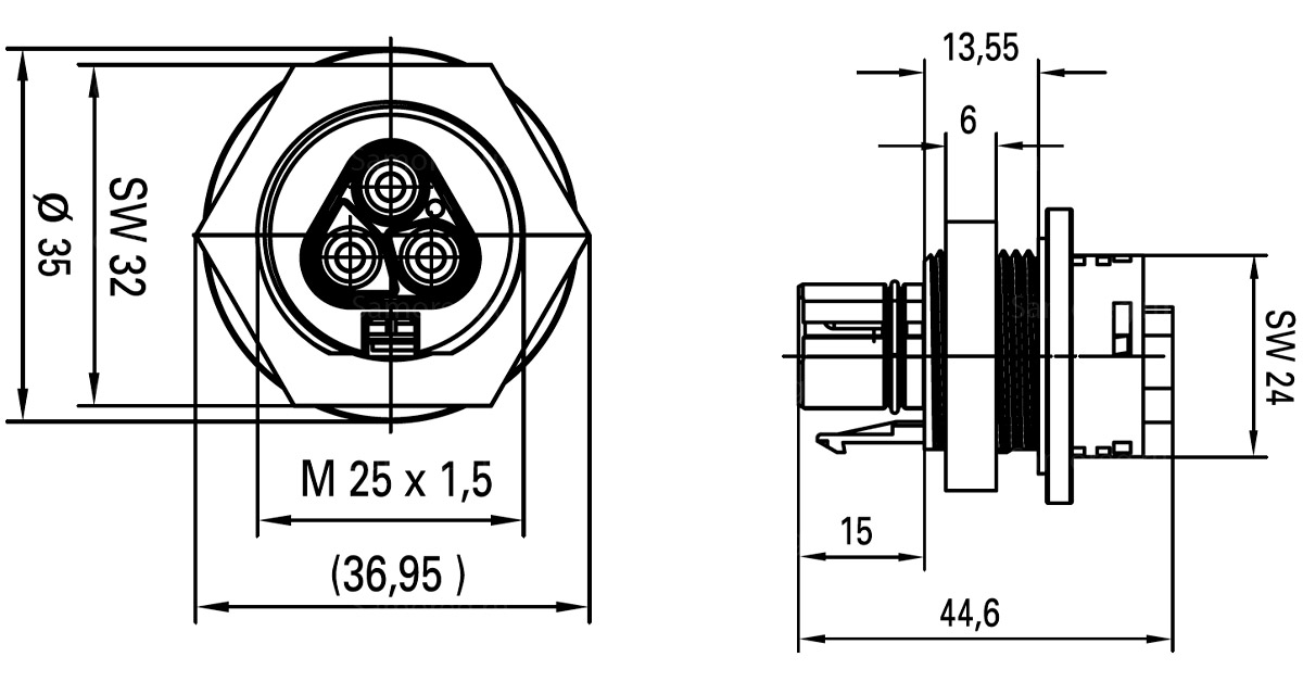 Разъем Wieland Electric gesis RST20i3S S1 M01V SW 96.032.5053.1 вилочный 250В 20A