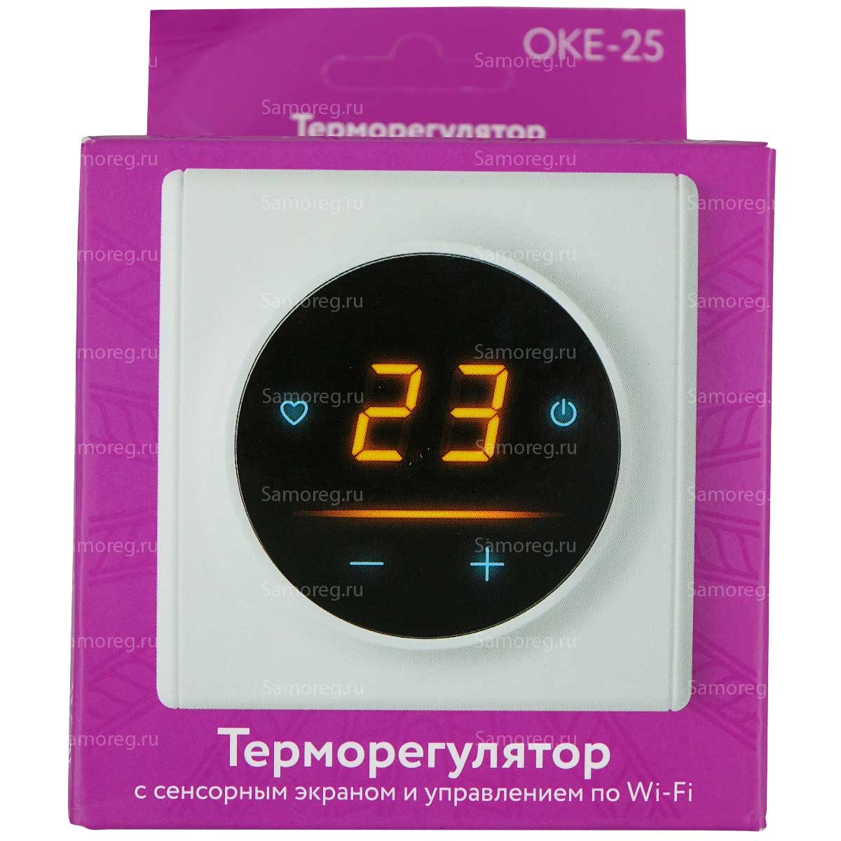 Терморегулятор OneKeyElectro OKE-25 рамка стеклянная белая