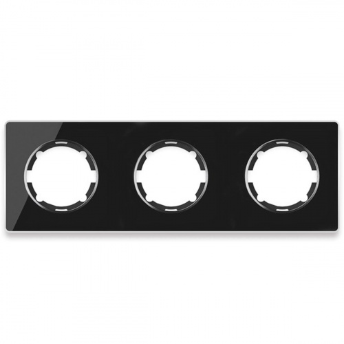 Рамка горизонтальная стеклянная тройная OneKeyElectro Garda 2E52301303, чёрный