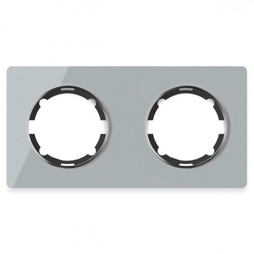 Рамка горизонтальная стеклянная двойная OneKeyElectro Garda 2E52201302, серый