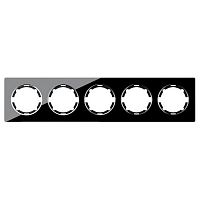 Рамка горизонтальная стеклянная на 5 приборов OneKeyElectro Garda 2E52501303, чёрный